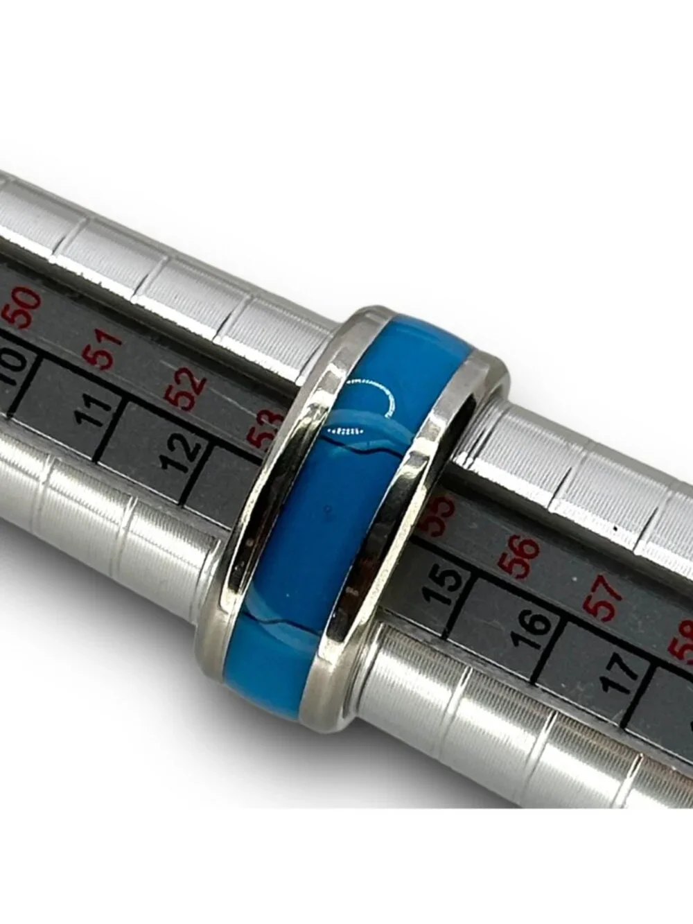 Stainless Steel Ring With Blue Inlay Size 7 Unisex Stylish & Durable Jewelry NWP